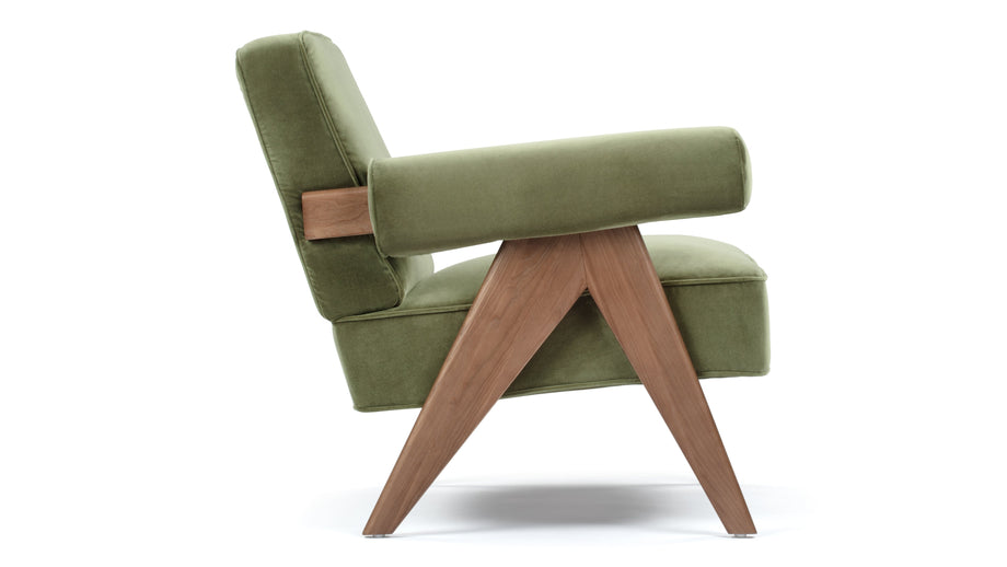 Sillón JeanneretOlive Green Velvet