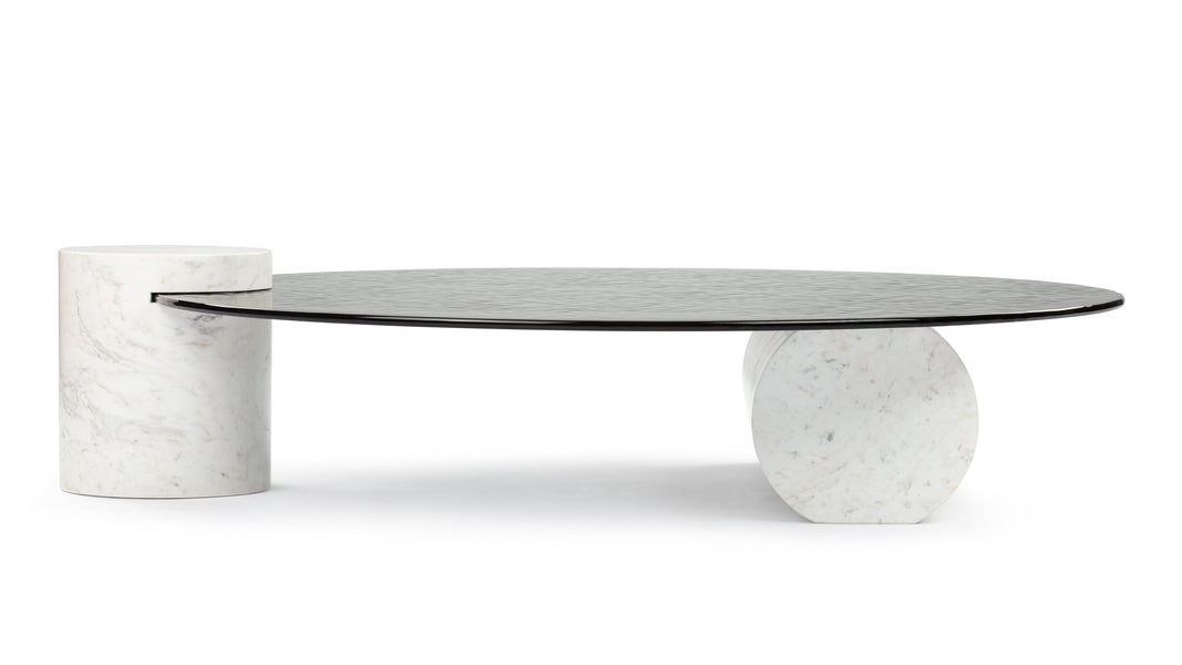 Verre ParticulierVerre Particulier - Verre Particulier Coffee Table, White Marble and Smoked Glass