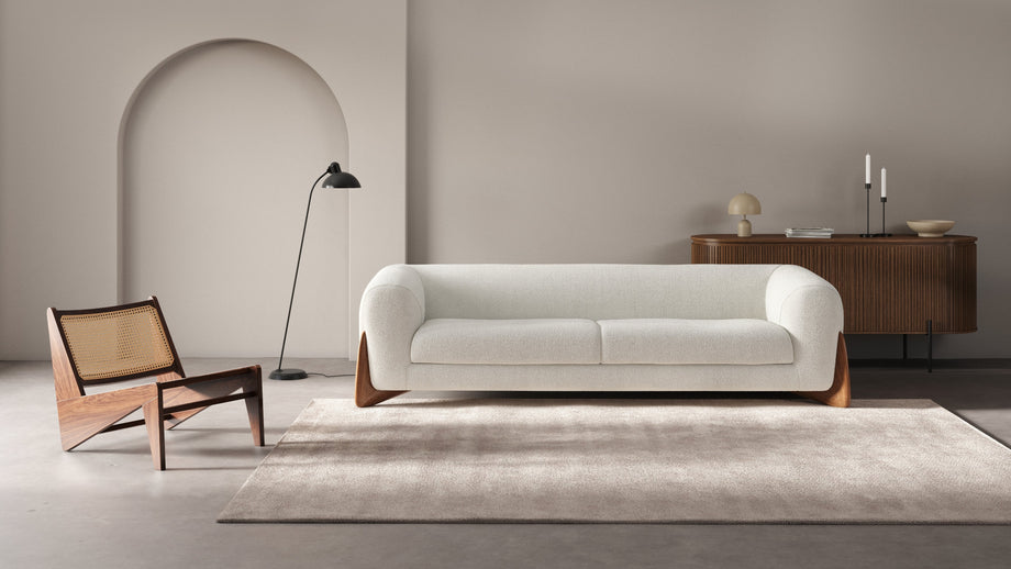 BretonBreton - Breton Three Seater Sofa, White Boucle