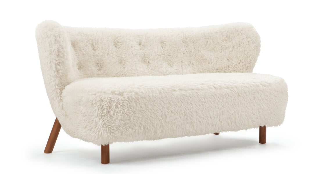PetraPetra - Petra Sofa, White Long Hair Sherpa and Walnut