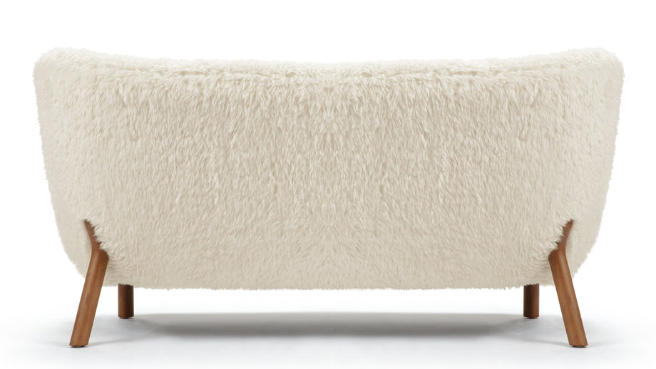 PetraPetra - Petra Sofa, White Long Hair Sherpa and Walnut