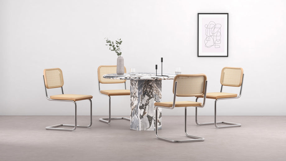 FreyaFreya - Freya Dining Chair, Natural Rattan and Chrome