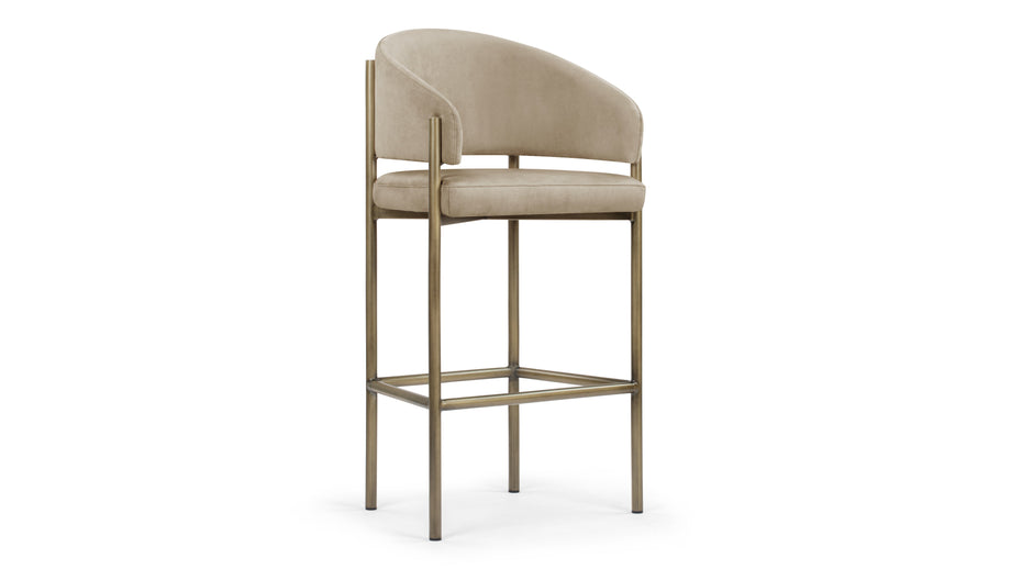 EsmeEsme - Esme Counter Stool, Latte Vegan Suede and Brushed Brass