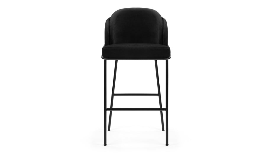 AbenAben - Aben Bar Stool, Black Plush Velvet