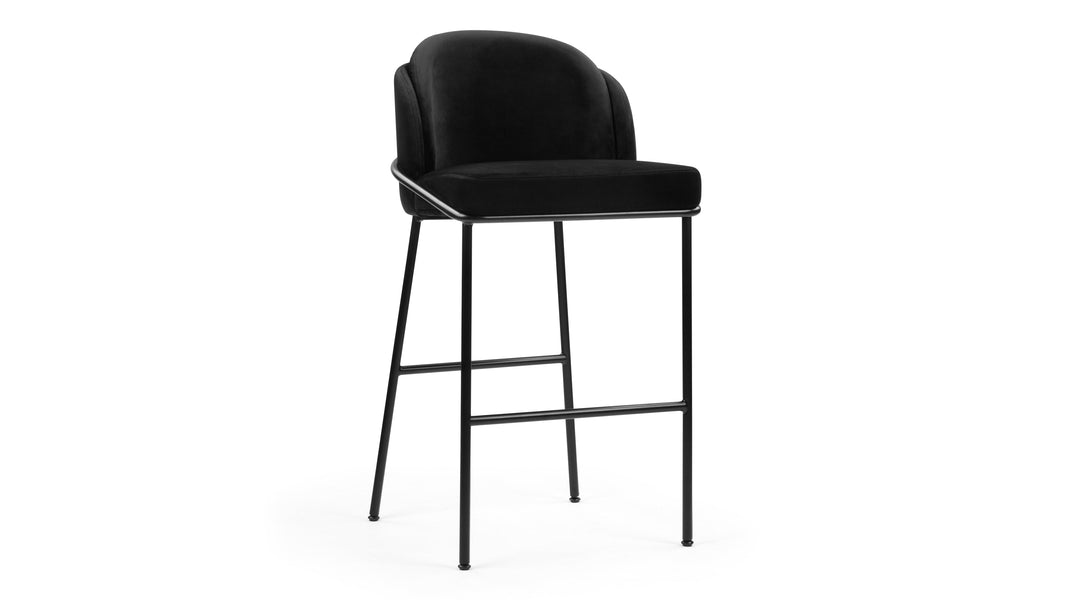 AbenAben - Aben Bar Stool, Black Plush Velvet