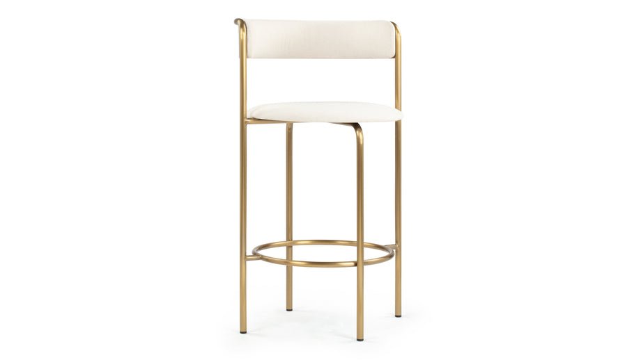 DemiDemi - Demi Bar Stool, Oatmeal Brushed Weave and Brass