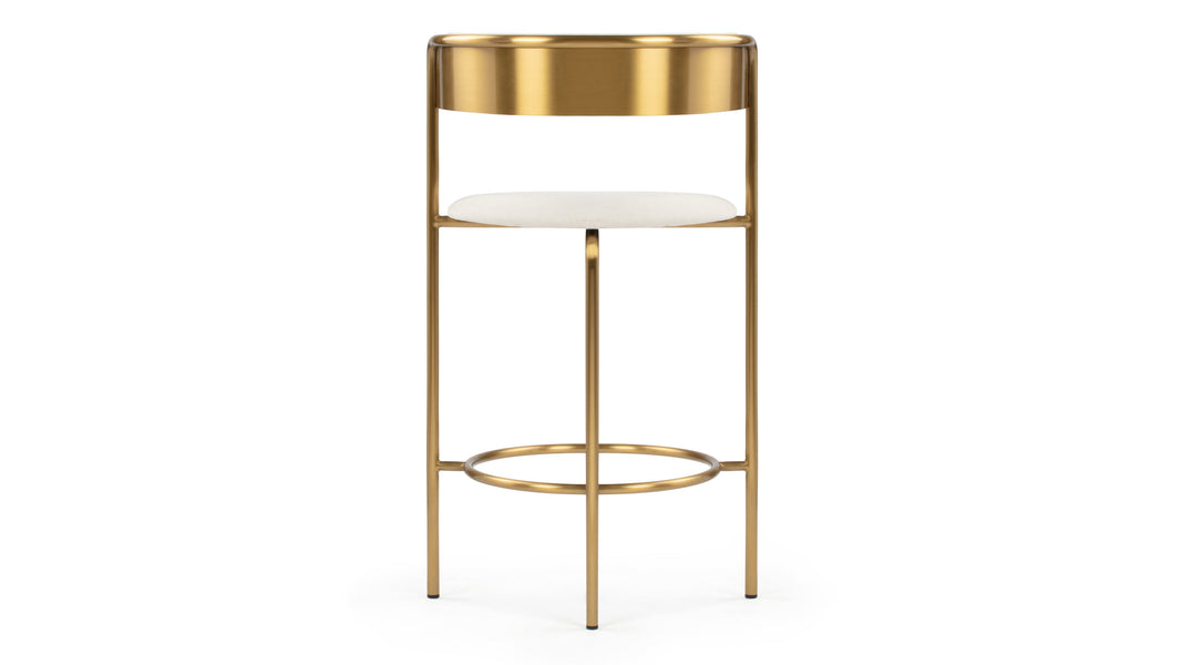DemiDemi - Demi Bar Stool, Oatmeal Brushed Weave and Brass