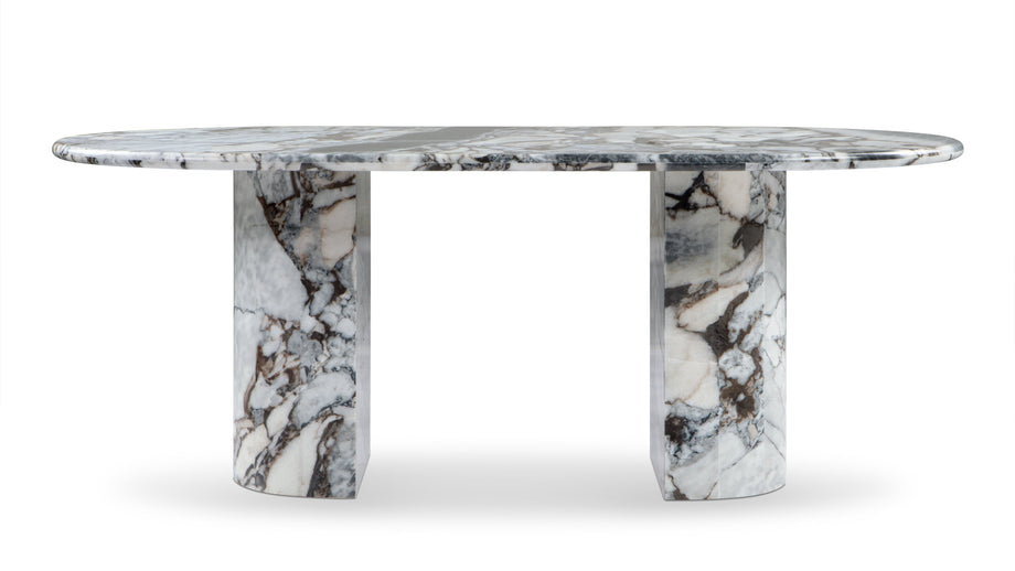 DanteDante - Dante Dining Table, Modellato Marble, 77in