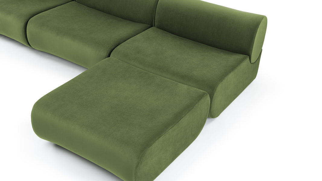 LeoLeo - Leo Sectional, Right Chaise, Lichen Plush Velvet