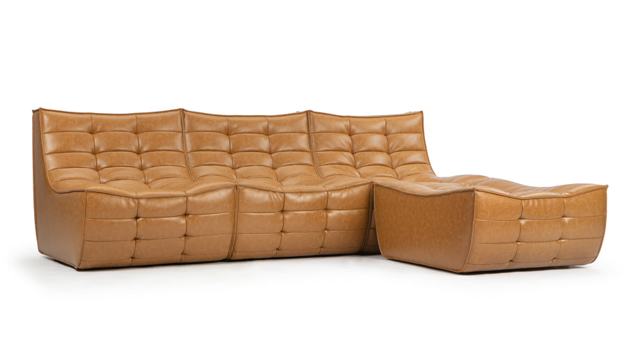 TygeTyge - Tyge Sectional, Right Chaise, Bourbon Vegan Leather