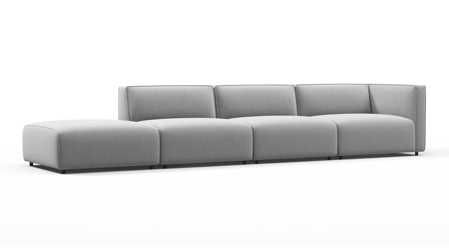 BondBond - Bond Outdoor Sectional, Large Open End, Left, Dove Grey Performance Weave