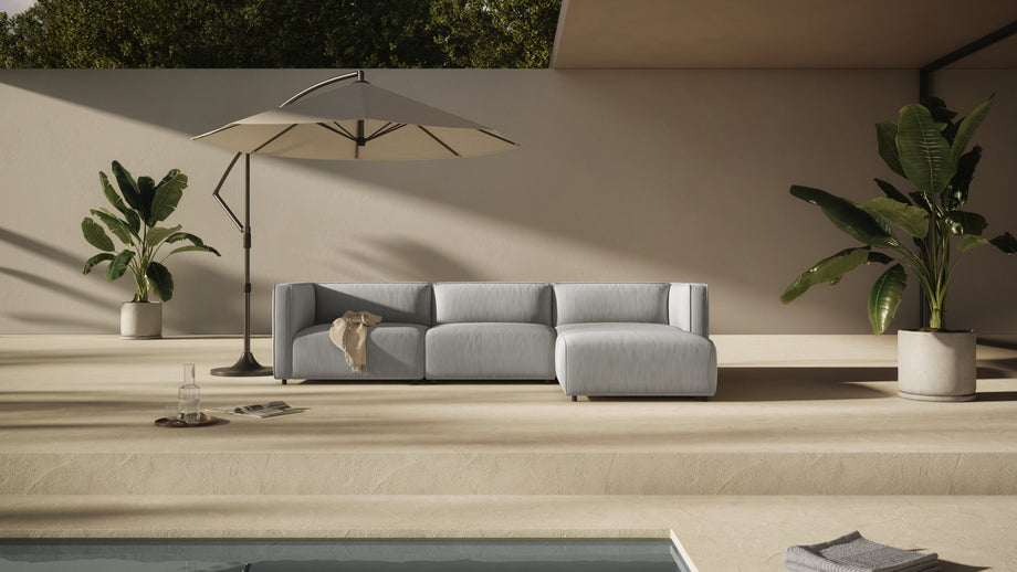 BondBond - Bond Outdoor Sectional, Right Chaise, Dove Grey Performance Weave