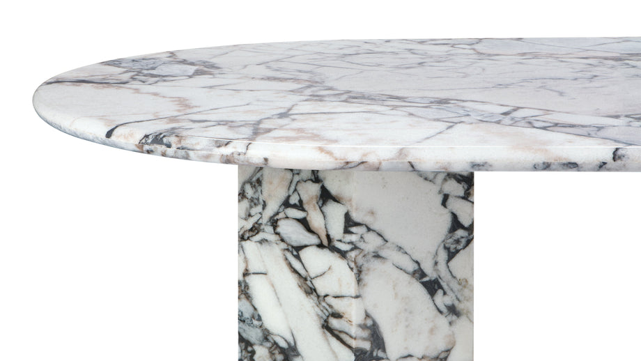 SagaSaga - Saga Oval Dining Table, Modellato Marble, 94in