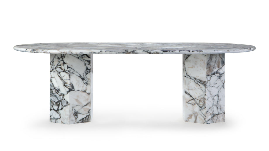 SagaSaga - Saga Oval Dining Table, Modellato Marble, 239cm