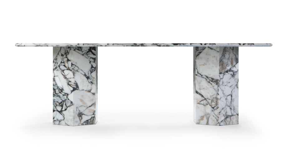 SagaSaga - Saga Oval Dining Table, Modellato Marble, 94in