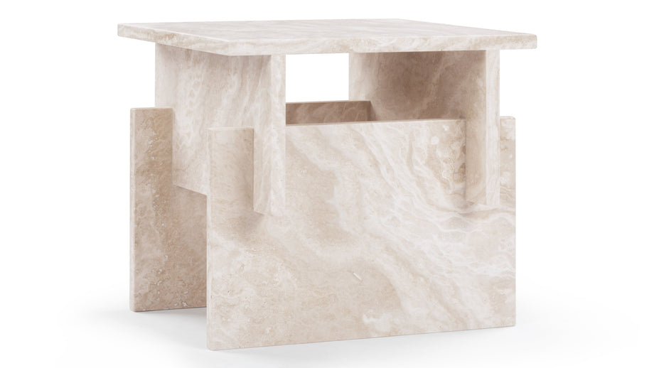 MassimoMassimo - Massimo Side Table, White Travertine