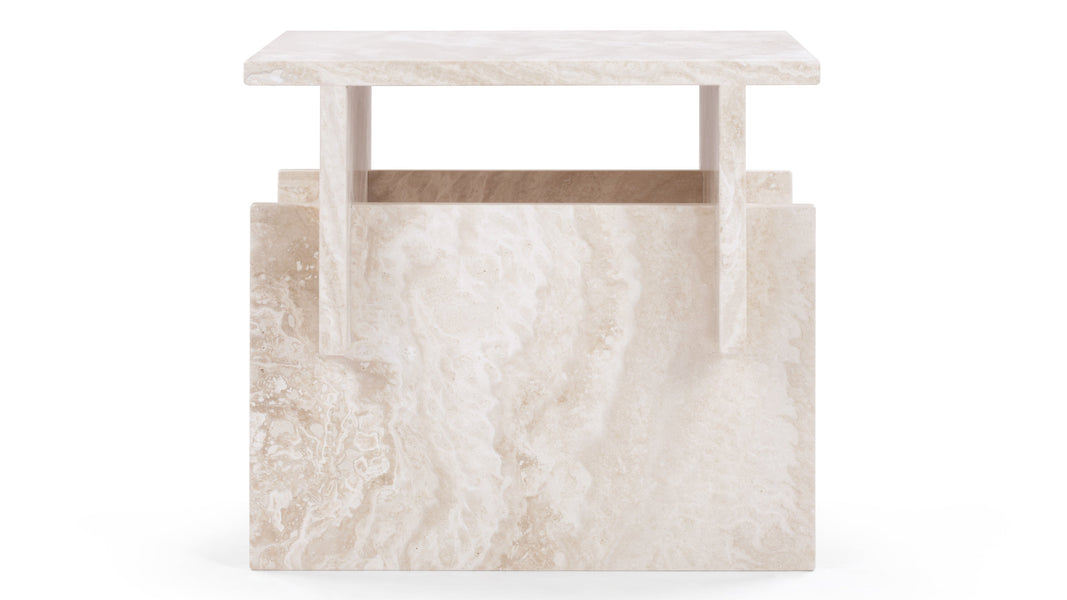 MassimoMassimo - Massimo Side Table, White Travertine