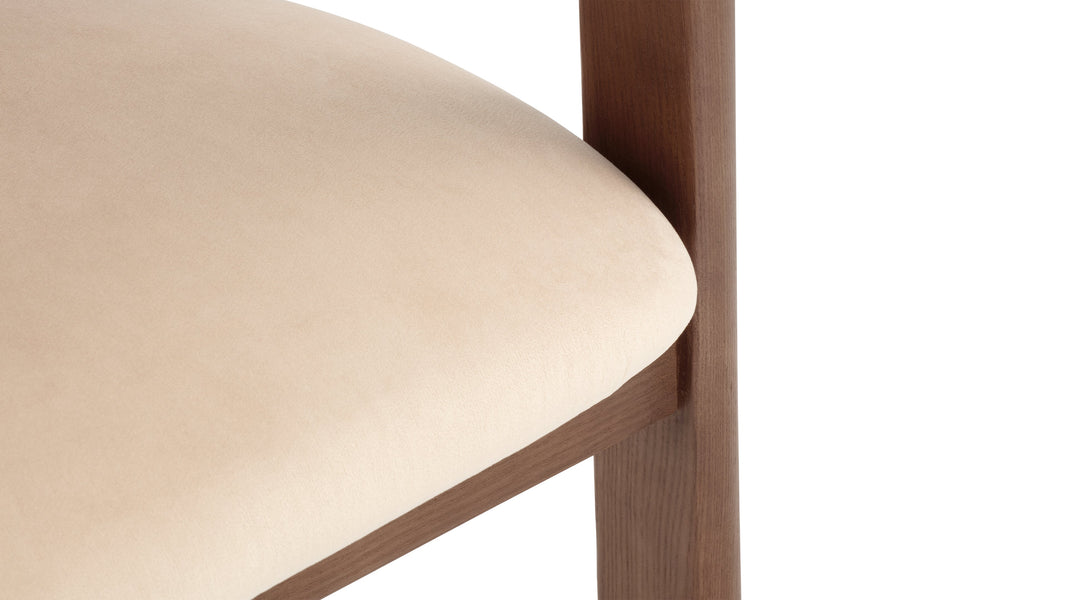 RoseRose - Rose Dining Chair, Mushroom Velvet and Walnut