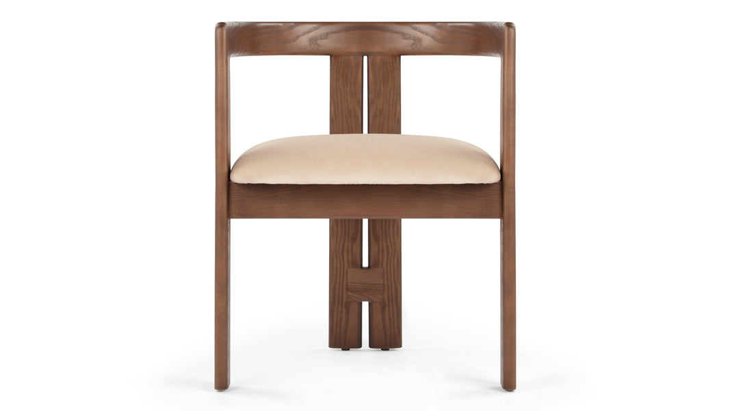 RoseRose - Rose Dining Chair, Mushroom Velvet and Walnut