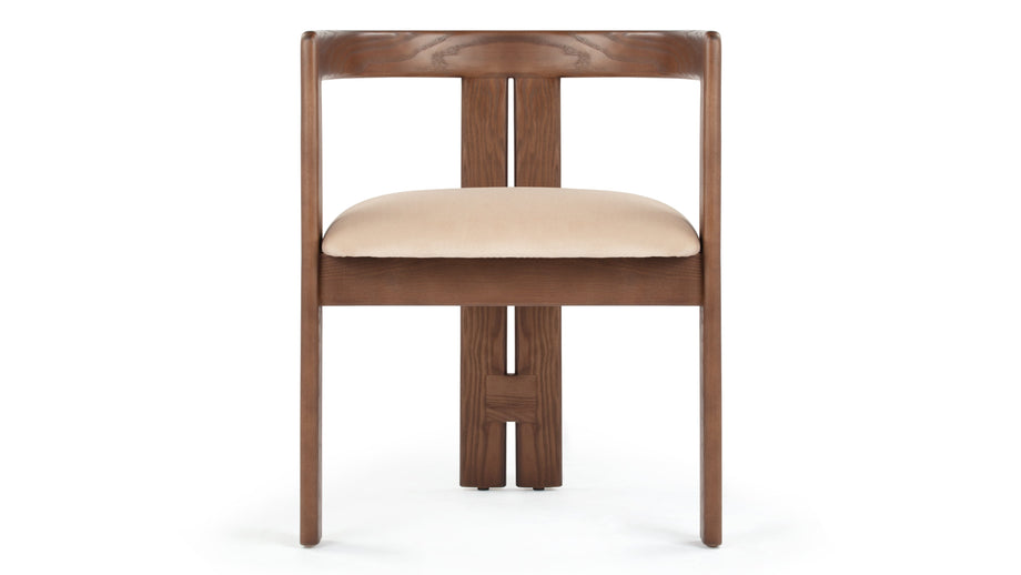 RoseRose - Rose Dining Chair, Mushroom Velvet and Walnut