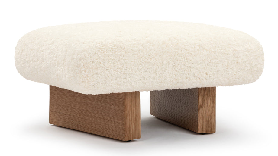 JiaJia - Jia Ottoman, White Vegan Sheepskin