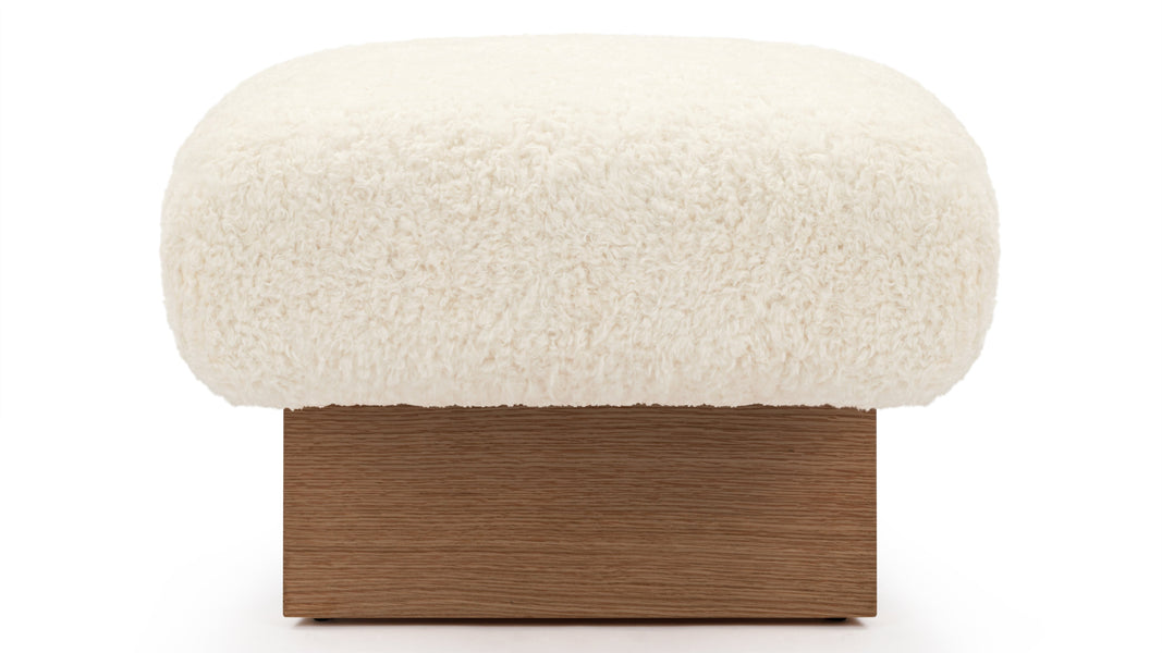 JiaJia - Jia Ottoman, White Vegan Sheepskin