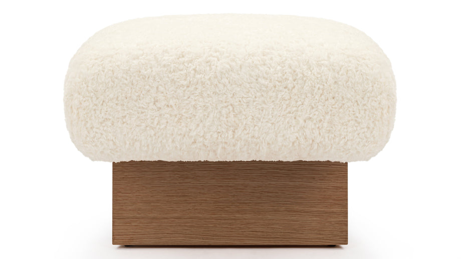 JiaJia - Jia Ottoman, White Vegan Sheepskin
