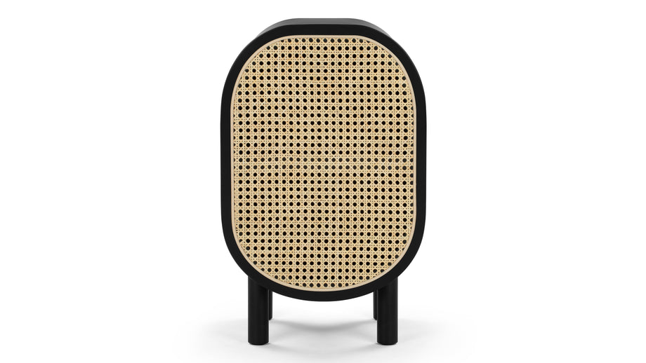OmaOma - Oma Side Table, Black with Natural Rattan