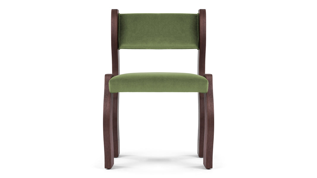 OndaOnda - Onda Side Chair, Deep Olive Velvet and Walnut