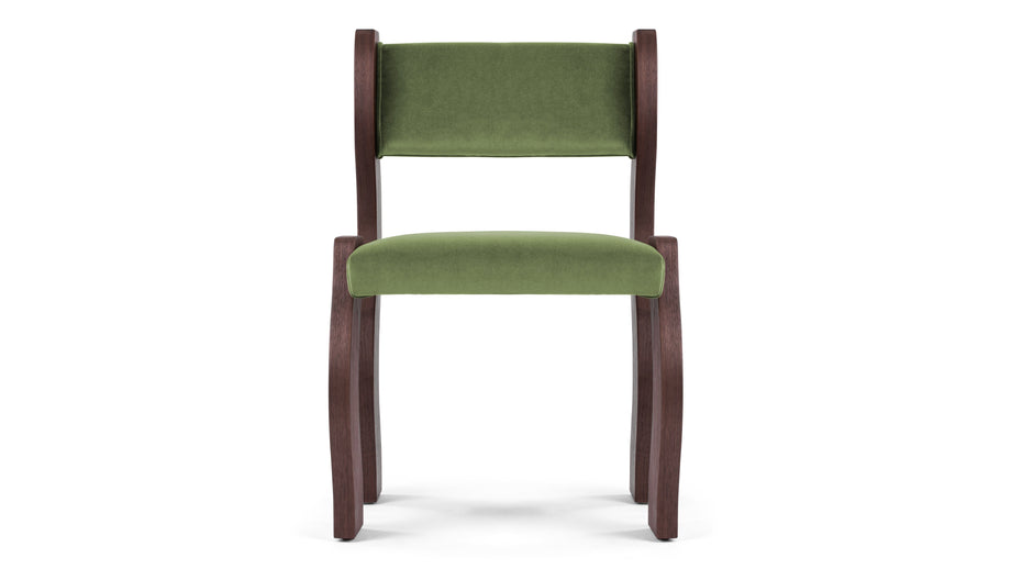 OndaOnda - Onda Side Chair, Deep Olive Velvet and Walnut