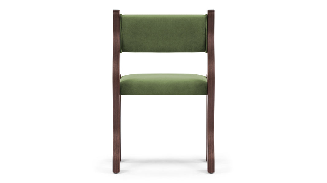 OndaOnda - Onda Side Chair, Deep Olive Velvet and Walnut
