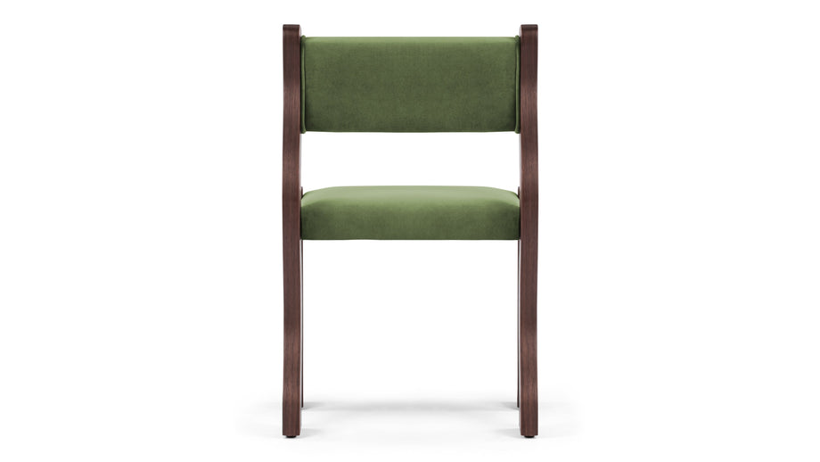 OndaOnda - Onda Side Chair, Deep Olive Velvet and Walnut