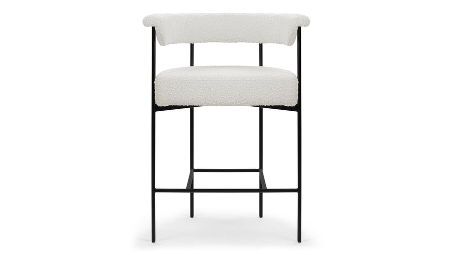 MeiMei - Mei Counter Stool, Warm White Boucle, Seat Height 26.5in