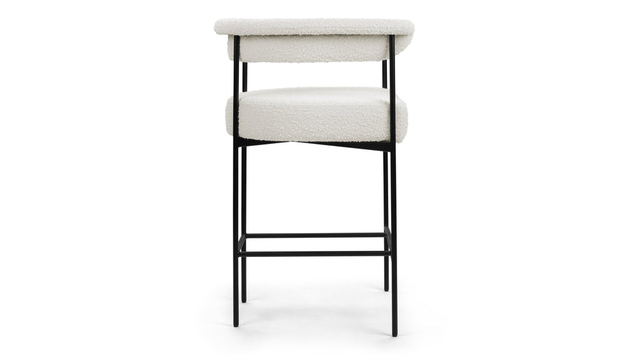 MeiMei - Mei Counter Stool, Warm White Boucle, Seat Height 26.5in