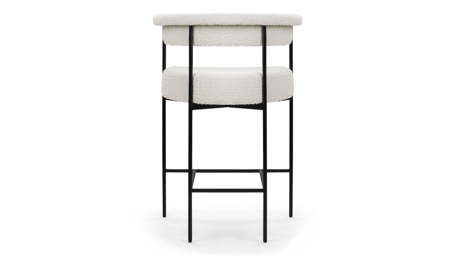 MeiMei - Mei Counter Stool, Warm White Boucle, Seat Height 26.5in