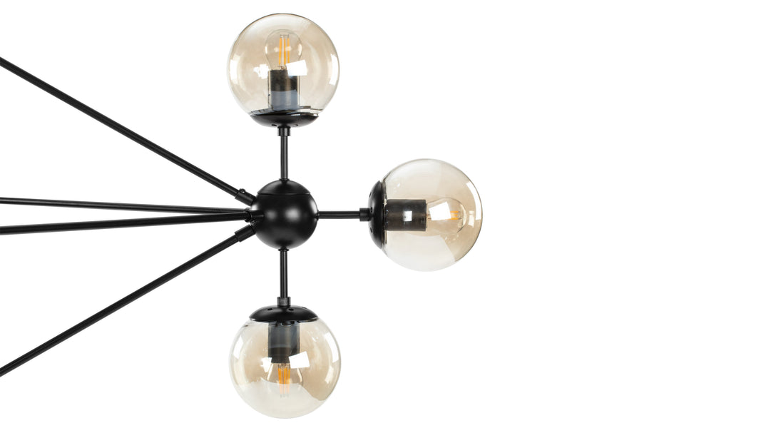 MotoMoto - Moto Chandelier, Large, Smoked Glass and Black