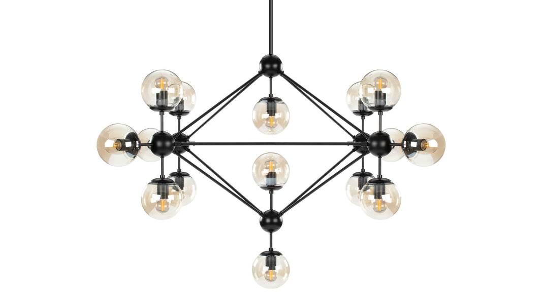 MotoMoto - Moto Chandelier, Large, Smoked Glass and Black