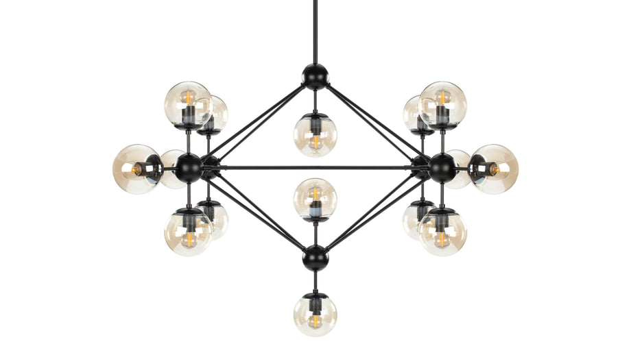 MotoMoto - Moto Chandelier, Large, Smoked Glass and Black
