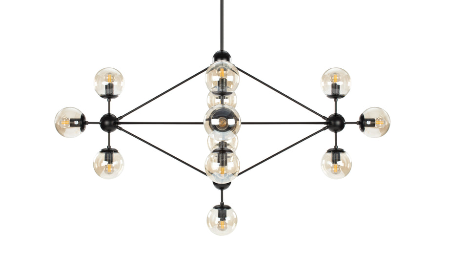 MotoMoto - Moto Chandelier, Large, Smoked Glass and Black