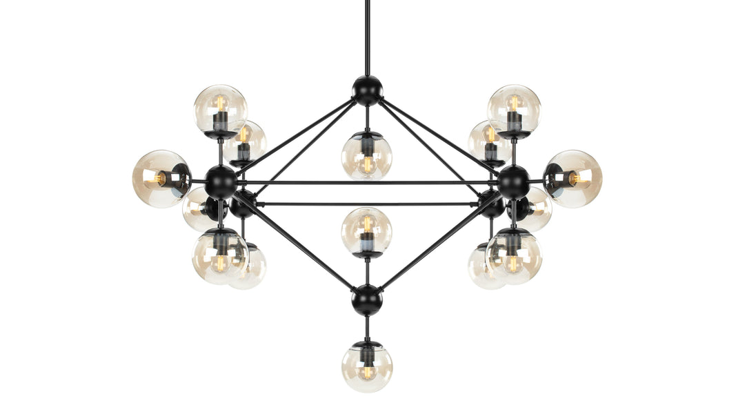MotoMoto - Moto Chandelier, Large, Smoked Glass and Black