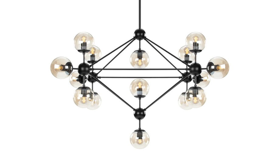 MotoMoto - Moto Chandelier, Large, Smoked Glass and Black
