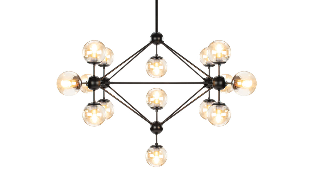 MotoMoto - Moto Chandelier, Large, Smoked Glass and Black