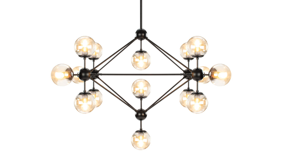 MotoMoto - Moto Chandelier, Large, Smoked Glass and Black