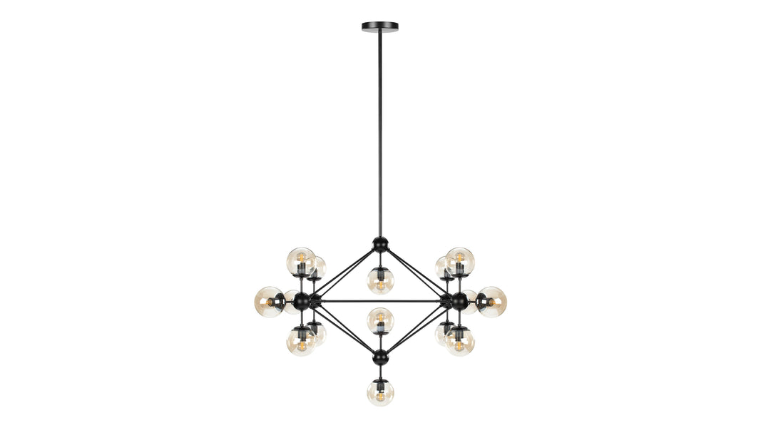 MotoMoto - Moto Chandelier, Large, Smoked Glass and Black