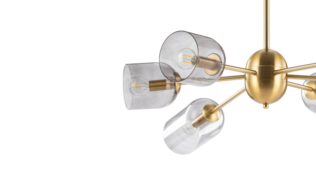 GraceGrace - Grace Chandelier, Brass and Smoked Glass