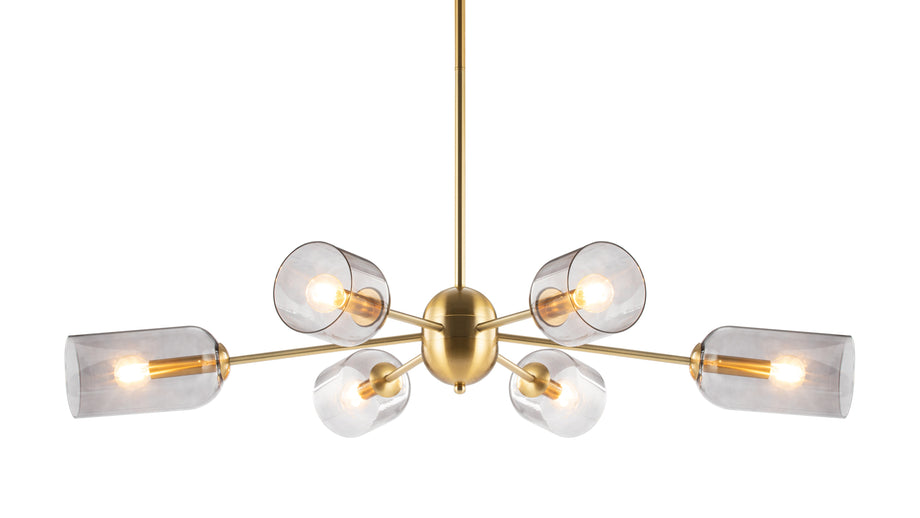 GraceGrace - Grace Chandelier, Brass and Smoked Glass