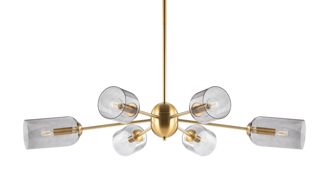 GraceGrace - Grace Chandelier, Brass and Smoked Glass