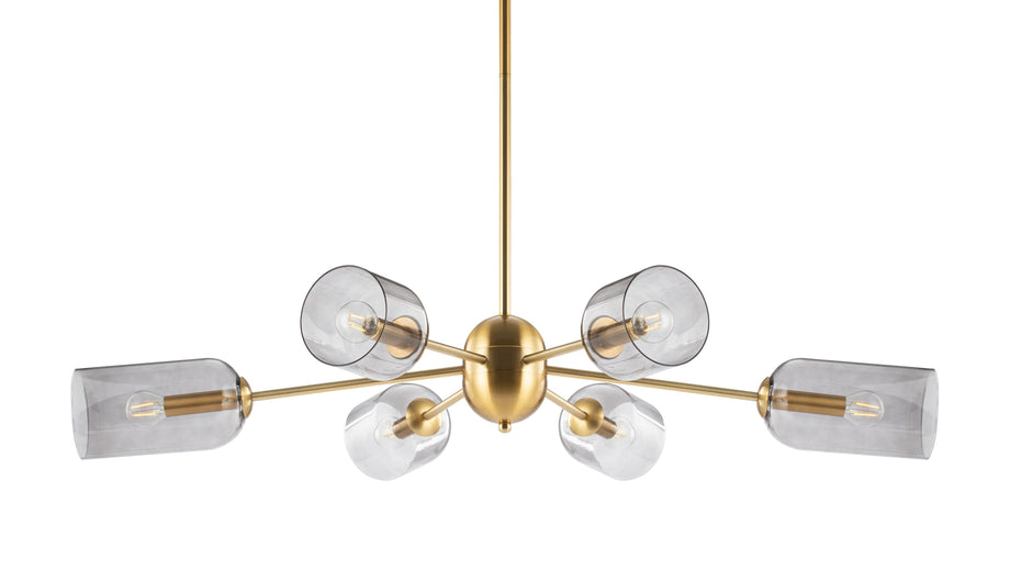 GraceGrace - Grace Chandelier, Brass and Smoked Glass