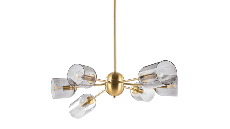 GraceGrace - Grace Chandelier, Brass and Smoked Glass