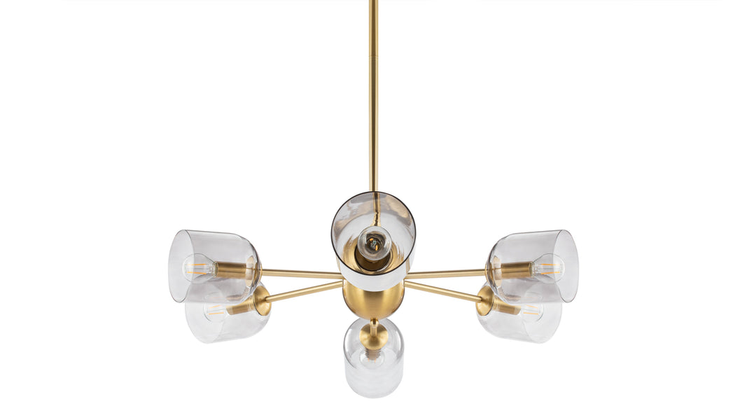 GraceGrace - Grace Chandelier, Brass and Smoked Glass